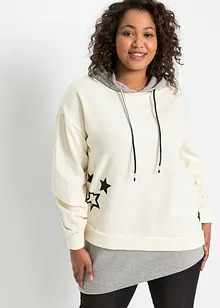 Sweater met capuchon en asymmetrische onderrand, bonprix