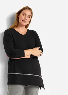 Longshirt met asymmetrische snit en glitter, bonprix