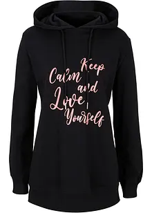 Trendy sweater met statement print en capuchon, bonprix