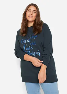 Trendy sweater met statement print en capuchon, bonprix