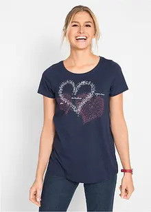 Katoenen shirt met hart, korte mouw, bonprix