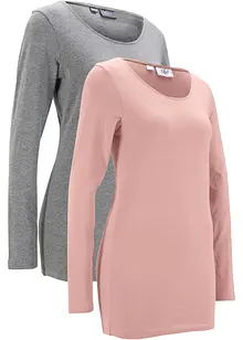 Longshirt (set van 2) met biologisch katoen, bonprix