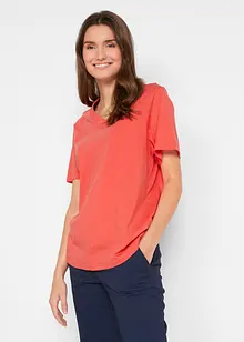 Wijd longshirt met V-hals (set van 5), korte mouw, bonprix