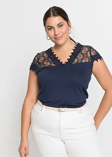 Shirt met kant van viscose, bonprix