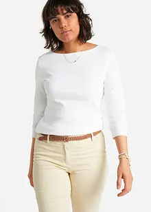 Geribd stretch shirt met boothals, bonprix