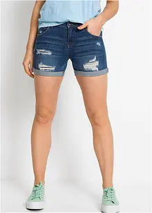 Jeans short met destroyed effecten en mid waist, bonprix