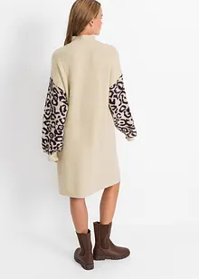 Gebreide oversized jurk met luipaardpatroon, bonprix