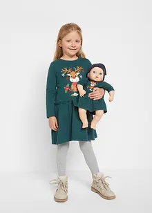 Meisjes jersey jurk en poppenjurk van biologisch katoen (2-dlg set), bonprix