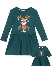 Jersey meisjes jurk en poppenjurk van biologisch katoen (2-dlg. set), bonprix