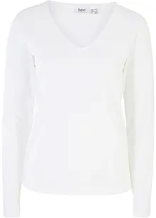 Longsleeve met V-hals en biologisch katoen, bonprix