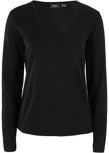 Longsleeve met V-hals en biologisch katoen, bonprix