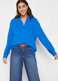 Lange mousseline blouse van katoen met zijsplitten, bonprix