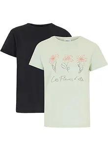 Basic T-shirt met print (set van 2), bonprix