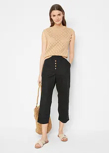 High waist 3/4 broek met linnen en comfortband, bonprix