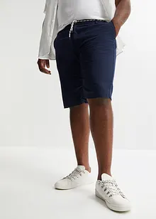 Chino bermuda met linnen en strikkoordjes, regular fit, bonprix