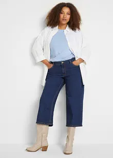 Wide leg jeans mid waist, cropped, bonprix