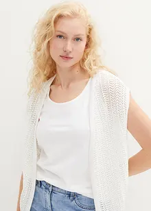 Mouwloos ajour vest met zijsplitten, bpc bonprix collection