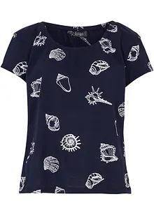 Gedessineerd carmen-shirt met ronde hals van biologisch katoen, bonprix