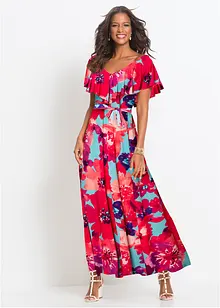 Maxi jurk met volant en ceintuur, bonprix