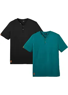 Henley shirt, korte mouw (set van 2) van biologisch katoen, bonprix