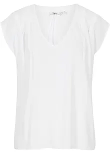 Blouse met V-hals en korte mouwen, bonprix