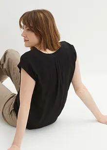 Blouse met V-hals en korte mouwen, bonprix