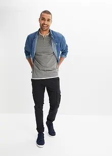 Henley shirt met korte mouwen (set van 2), van biologisch katoen, bonprix