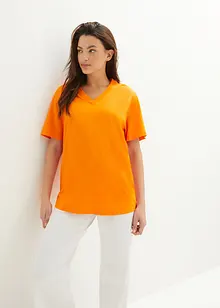 Wijd longshirt met V-hals (set van 5), korte mouw, bonprix