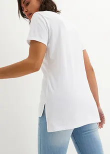 Katoenen T-shirt met print en zijsplitten, bonprix