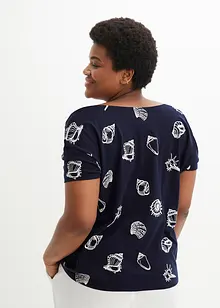 Gedessineerd carmen-shirt met ronde hals van biologisch katoen, bonprix