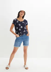 Gedessineerd carmen-shirt met ronde hals van biologisch katoen, bonprix