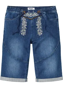 Stretch jeans bermuda met borduursel, regular fit, bonprix