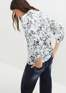 Crinkle blouse met 3/4 mouwen en turn-ups, bonprix