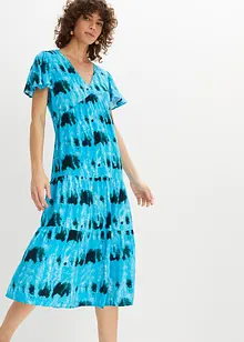 Midi jersey jurk met vleugelmouwen, volants en zakken, bonprix