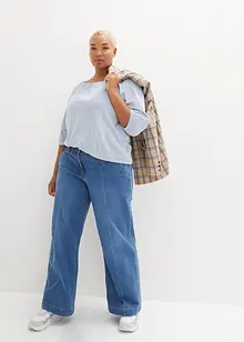 Katoenen shirtblouse met carréhals, halflange mouw, bonprix