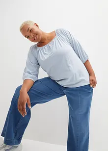 Katoenen shirtblouse met carréhals, halflange mouw, bonprix