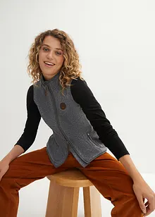 Mouwloos fleece vest met contrastkleurige paspels, bonprix