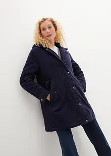 Warme corduroy parka met teddy voering in capuchon, A-lijn, bonprix