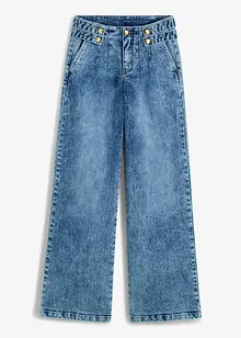 Wide leg jeans met mid waist en sierknopen, bonprix