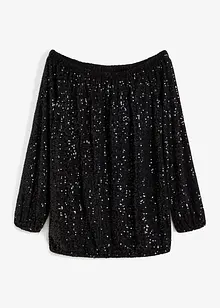 Oversized carmen-shirt met pailletten, bonprix