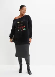 Off shoulder trui met kerstprint, bonprix