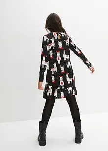 Meisjes jersey jurk met kerstprint, bonprix