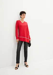 Longshirt met asymmetrische snit en glitter, bonprix