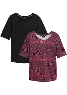 Sportshirt met halflange mouwen (set van 2), sneldrogend, bonprix