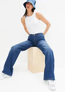 Wide leg jeans mid waist, stretch, bonprix