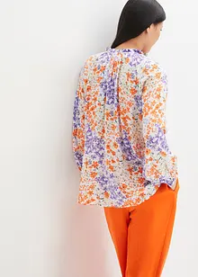 Wijde blouse in A-lijn met structuur, print en 7/8 mouwen, bonprix