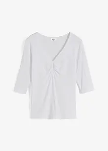 Geribd shirt met V-hals, halflange mouw, bonprix