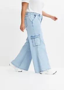 Cargo jeans mid waist, wid leg, bonprix