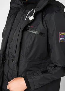 Lange outdoor jas met capuchon in layerlook, waterdicht, bonprix