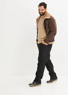 Korte imitatieleren jack met teddy voering, bonprix